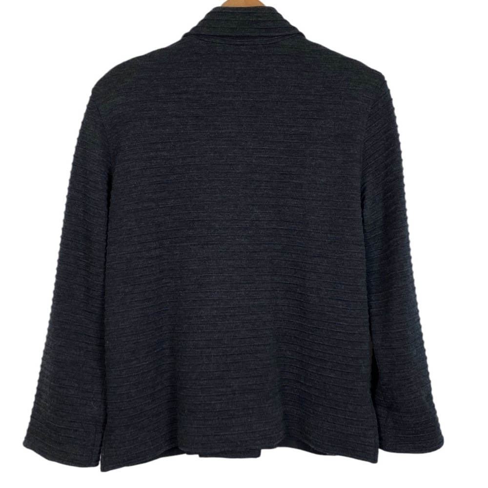 Caroline Rose Wool Ribbed Charcoal Gray Blazer View 5